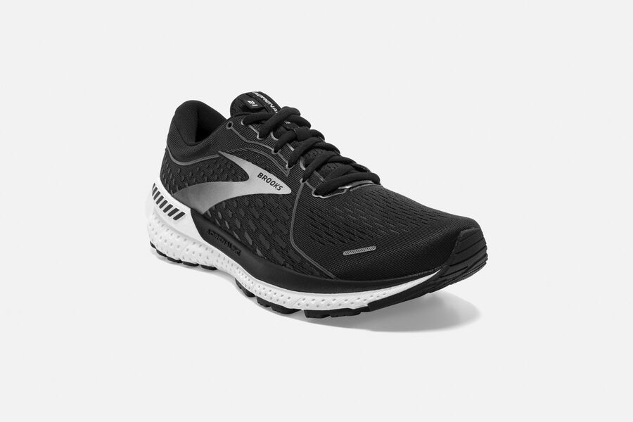 Brooks Adrenaline GTS 21 Road Running Shoes Womens - Black/White - BKYDC-5217